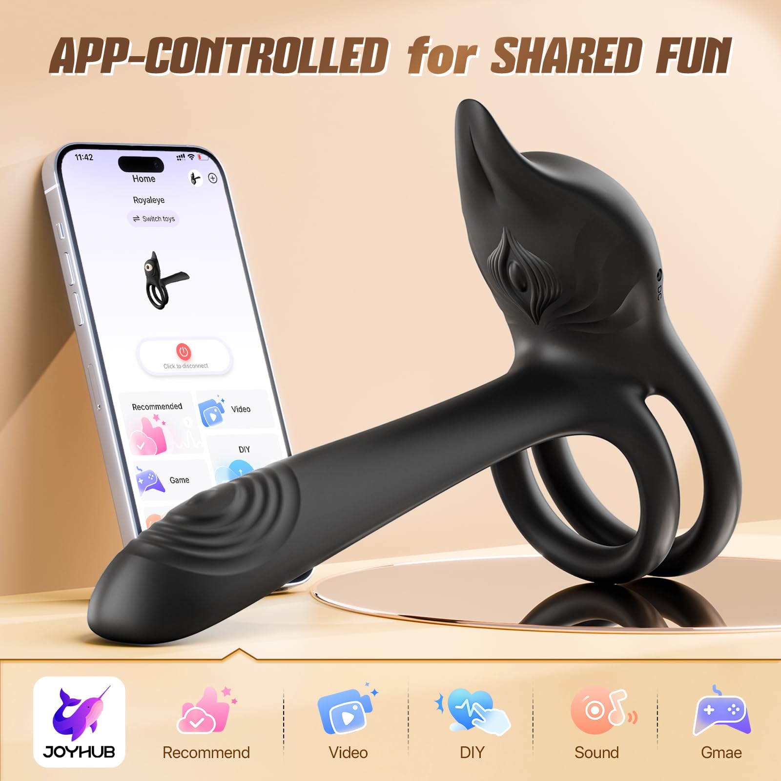 🖤🎁Enchanted Girl Luxe Smart Vibrating Ring – App-Controlled Pleasure for Couples 💫